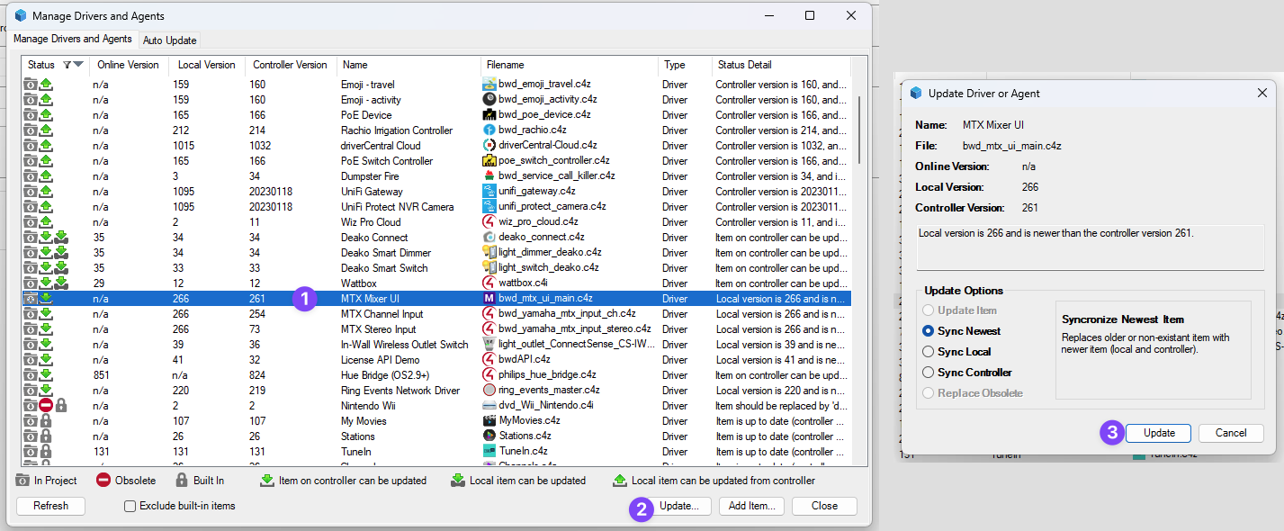 How to update a Control4 Driver in Composer